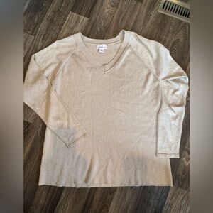 Metallic Cream V-Neck Women’s Sweater